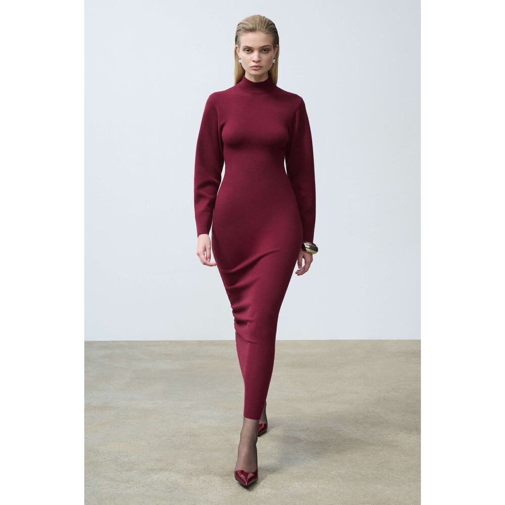 NWT SRG Gloria Mock Neck Maxi Dress Burgundy XS